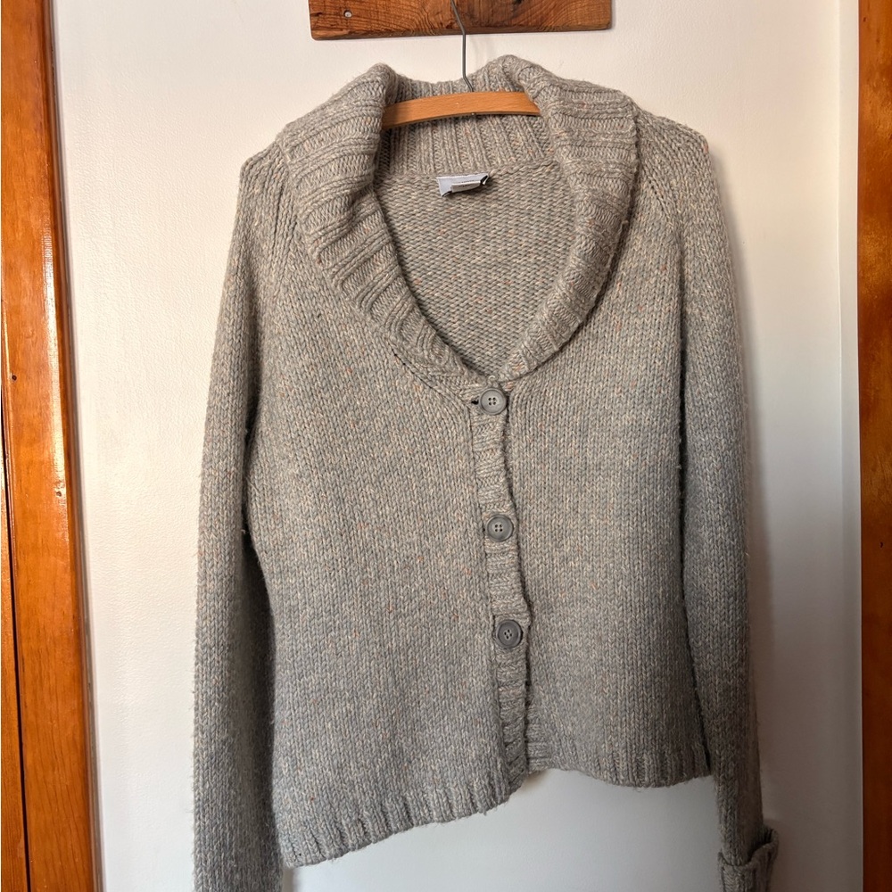 LOFT Gray Button-Up Cardigan
